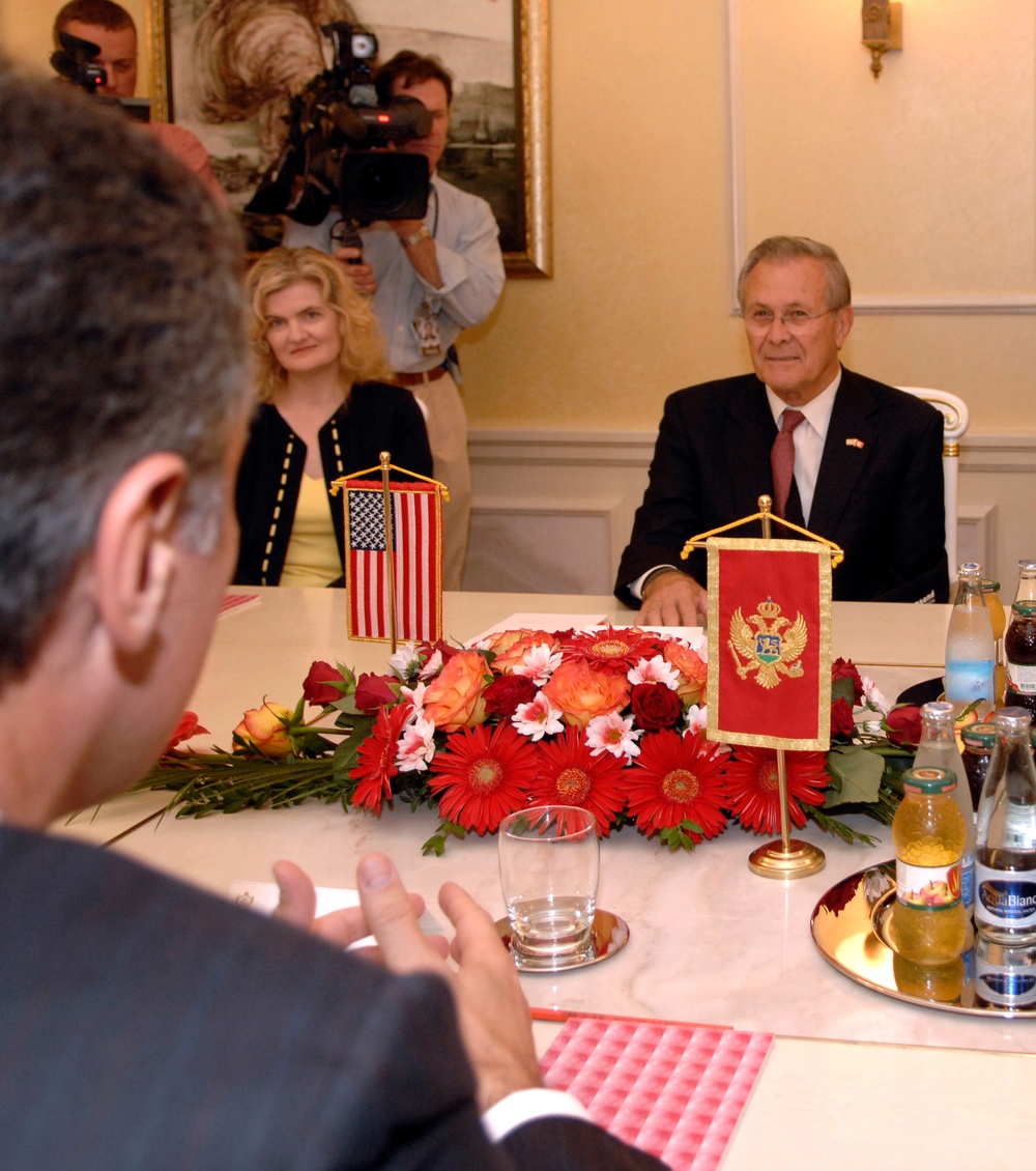 Rumsfeld Visits Montenegro, Encourages Euro-Atlantic Integration