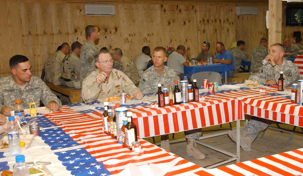 Vice Chairman of Joint Chiefs Shares Meal with Troops in Afghanistan