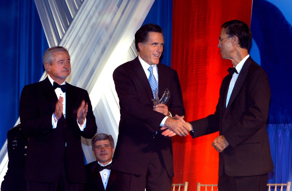 Massachusetts Governor Mitt Romney Accepts Defense Employer Support Award