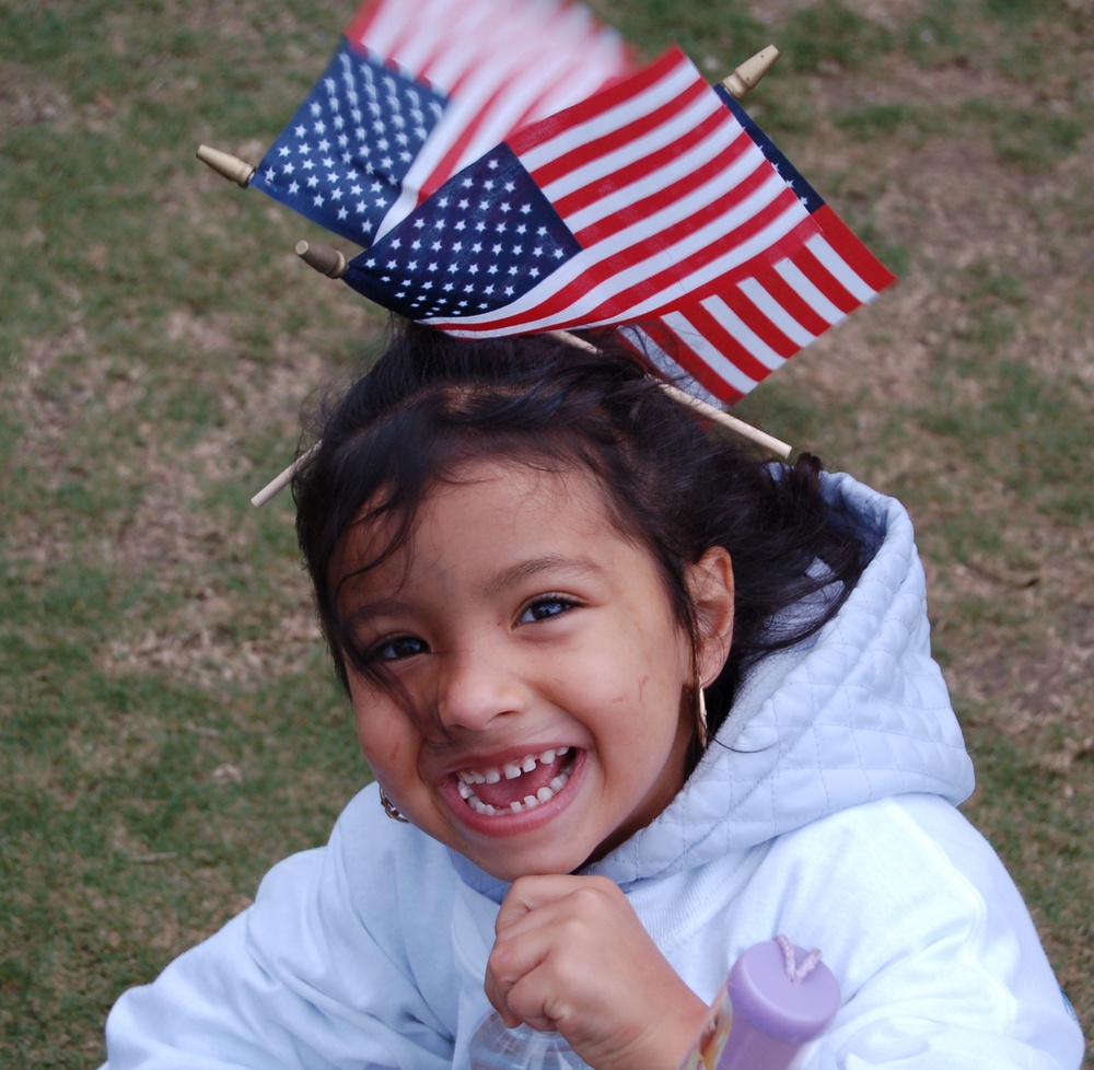 Young Girl Proudly Wears American Flags at Virginia Beach Freedom Walk