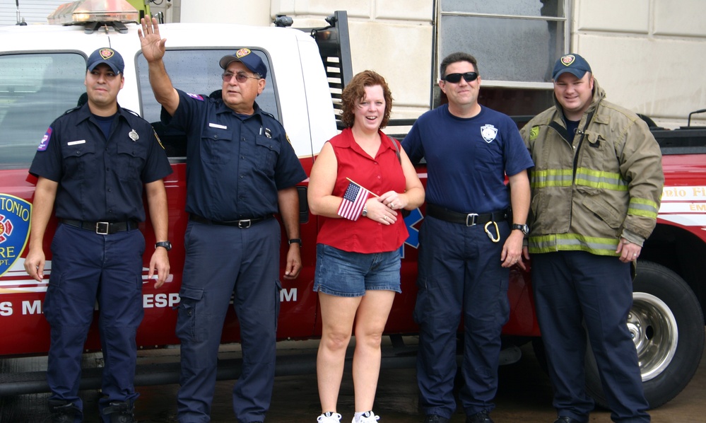 San Antonio Firefighters Cheer on Freedom Walk Participants