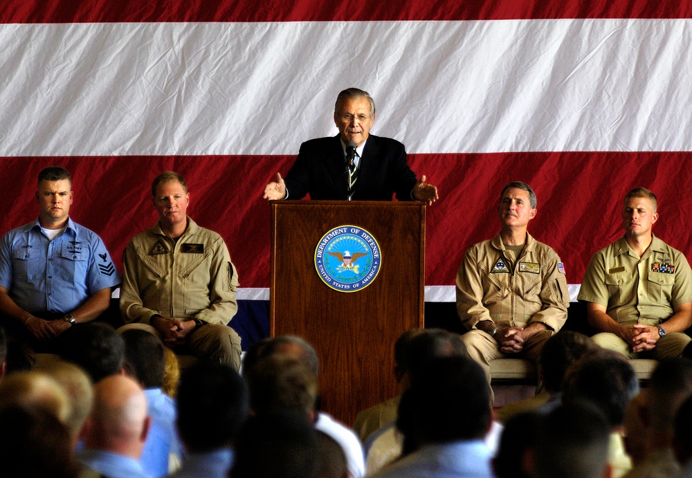 Rumsfeld Rallies Troops, Civilians at Nevada Air Station