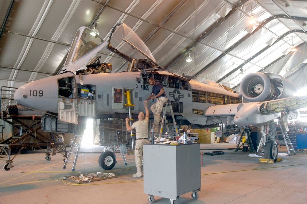 Air Force Airmen Maintain A-10 Thunderbolt II at Bagram Air Base