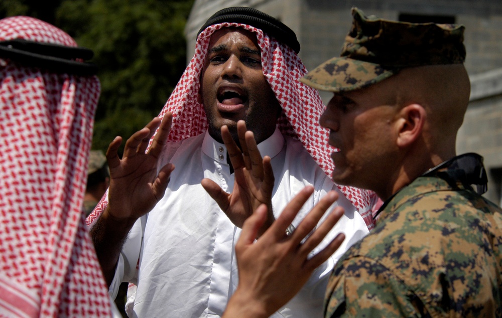 Marine Major Engages with Angry Villager During Civil-Military Training