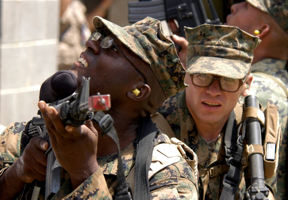 Marines Take Cover After Bomb Explosion During Training