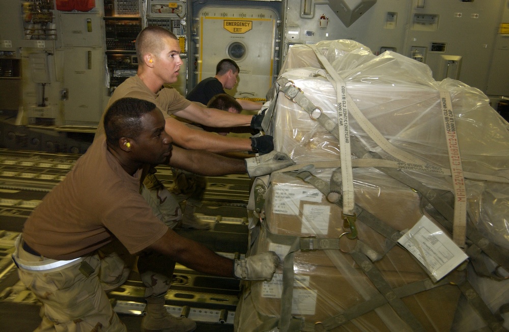 Air National Guard, Active Duty Airmen Load C-17 for Lebanon Evacuation