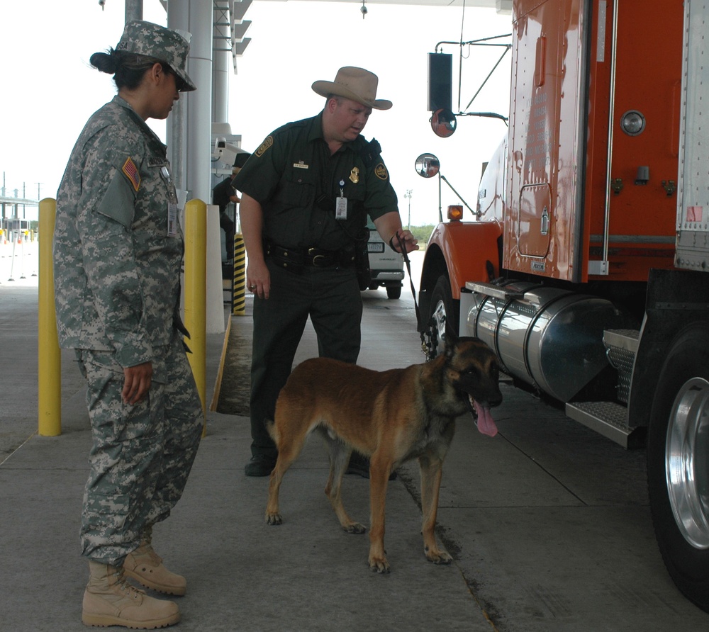 National Guard Soldier Assists Border Patrol at Checkpoint