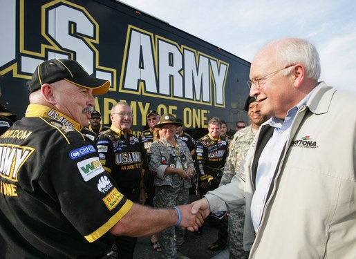 Cheney Meets U.S. Army NASCAR Team at Pepsi 400