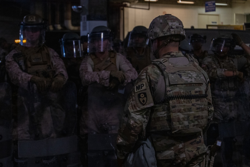U.S. Marines, U.S. Army National Guard, HSI personnel rehearse non-lethal tactics