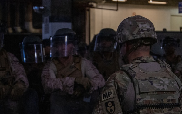 U.S. Marines, U.S. Army National Guard, HSI personnel rehearse non-lethal tactics