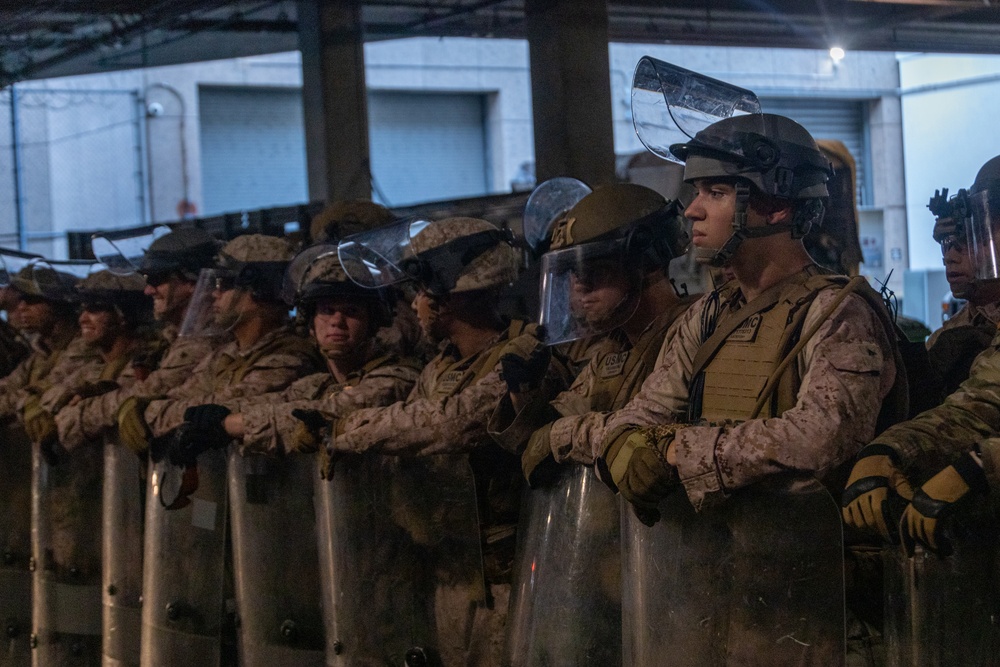 U.S. Marines, U.S. Army National Guard, HSI personnel rehearse non-lethal tactics