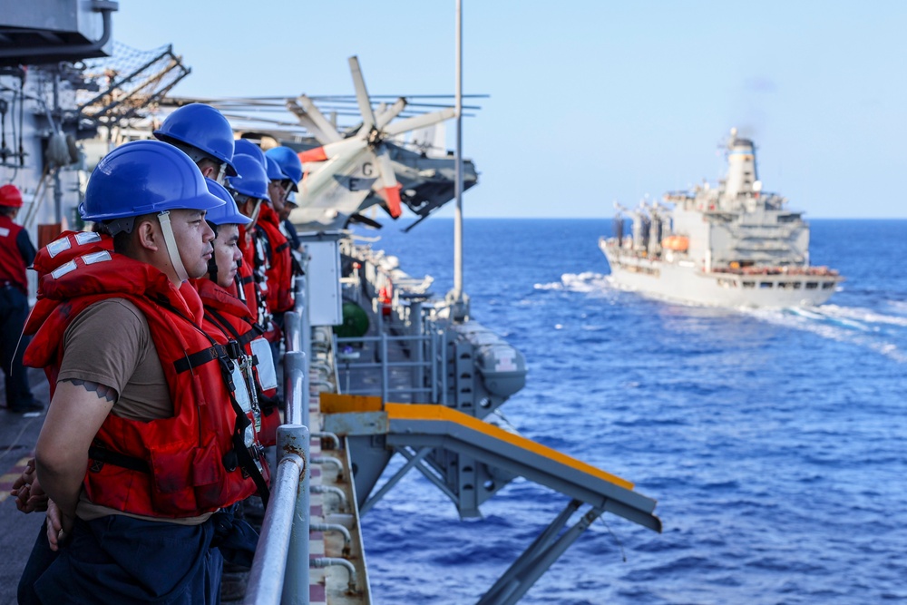 USS Iwo Jima Conducts a Replenishment At Sea