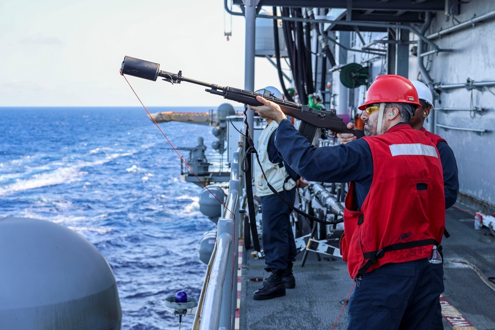 USS Iwo Jima Conducts a Replenishment At Sea