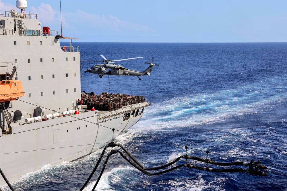 USS Iwo Jima Conducts a Replenishment At Sea
