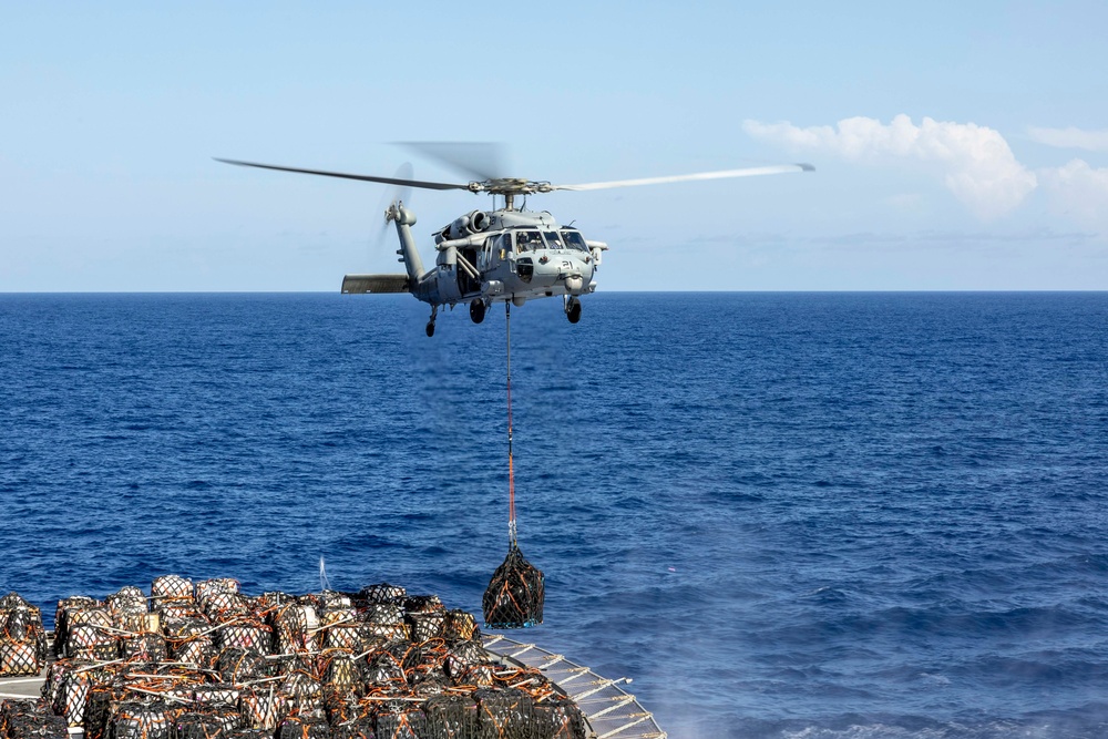 USS Iwo Jima Conducts a Replenishment At Sea