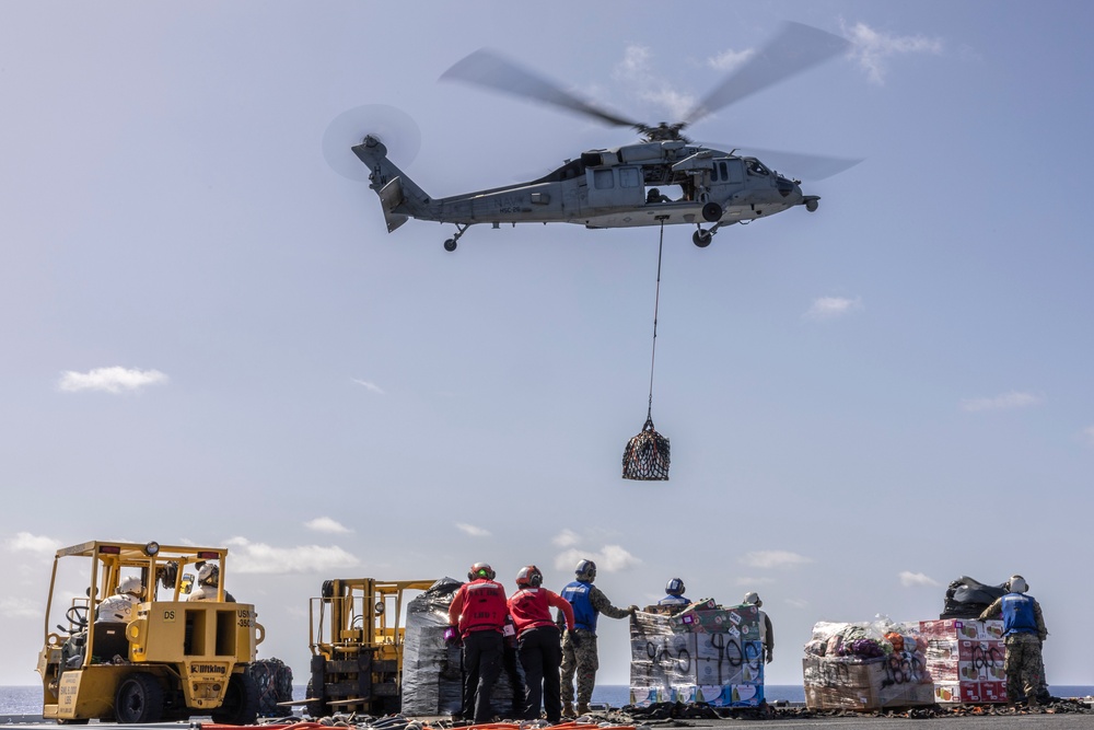 USS Iwo Jima Conducts a Replenishment At Sea