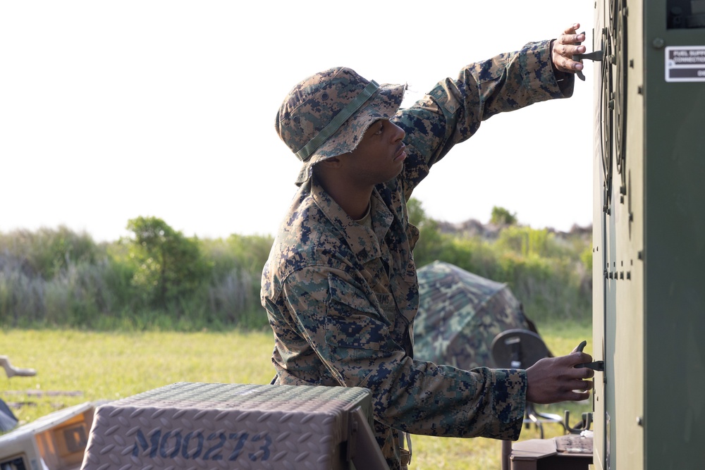 U.S. Marines with MWSS-273 set up expeditionary air conditioning during Atlantic Alliance 2025