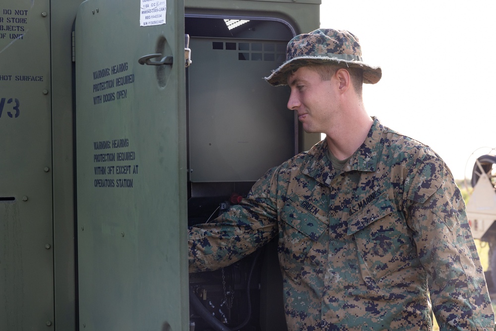 U.S. Marines with MWSS-273 set up expeditionary air conditioning during Atlantic Alliance 2025