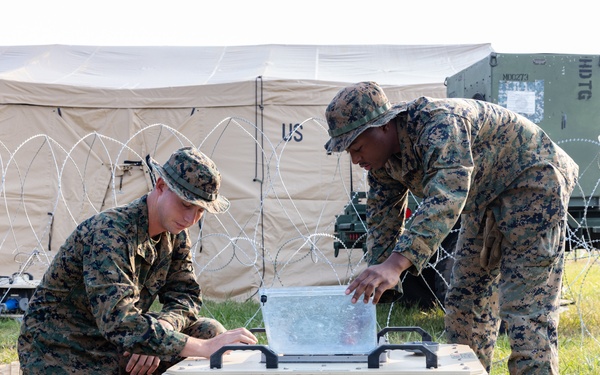 U.S. Marines with MWSS-273 set up expeditionary air conditioning during Atlantic Alliance 2025