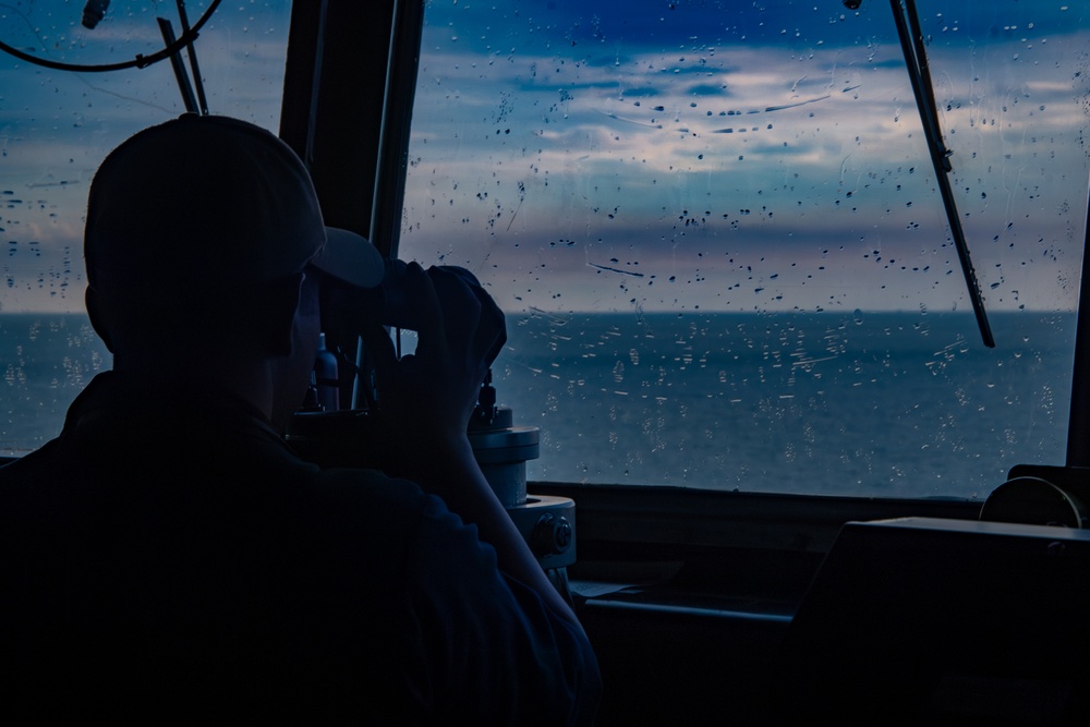 USS Gridley Transits The Strait Of Malacca