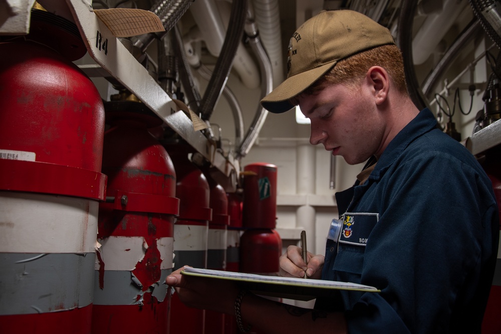 Damage Controlman Checks Halon