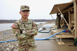 Spc. Brian Tiet at Tactical Water Purification Training