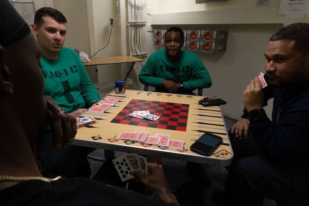 USS Gerald R. Ford Sailors Play Cards