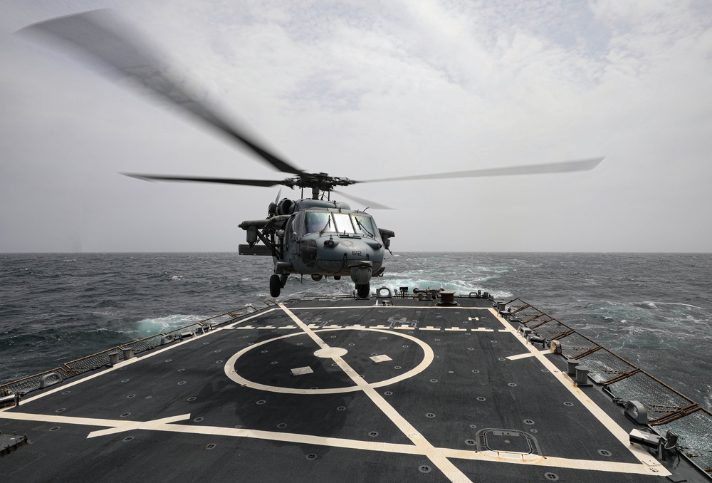 USS Milius conducts operations in the U.S. Central Command area of responsibility as part of the Carl Vinson Carrier Strike Group