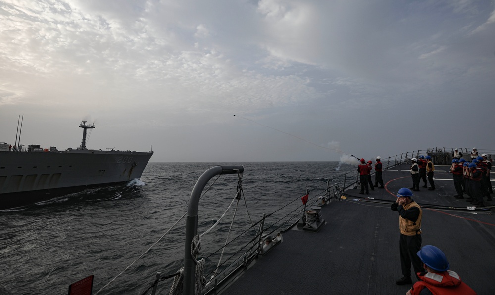 USS Milius conducts operations in the U.S. Central Command area of responsibility as part of the Carl Vinson Carrier Strike Group