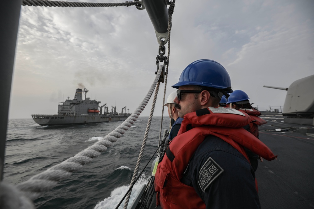USS Milius conducts operations in the U.S. Central Command area of responsibility as part of the Carl Vinson Carrier Strike Group