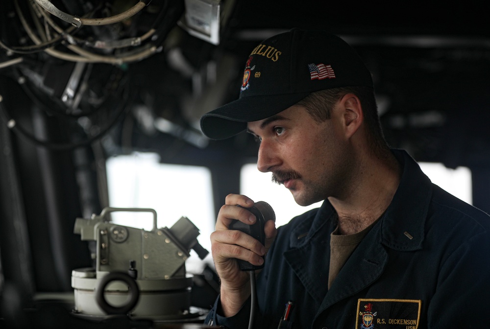 USS Milius conducts operations in the U.S. Central Command area of responsibility as part of the Carl Vinson Carrier Strike Group