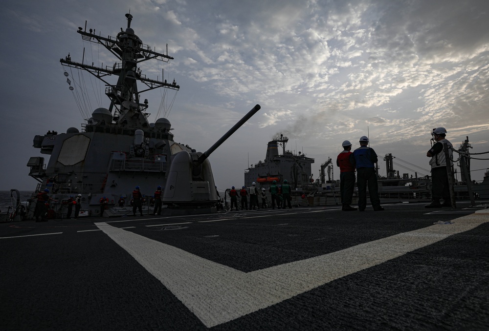 USS Milius conducts operations in the U.S. Central Command area of responsibility as part of the Carl Vinson Carrier Strike Group