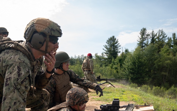 U.S. Coast Guardsmen with PSU 309 and Marines with 4th MAW participate in a joint live-fire machine gun range during Atlantic Alliance 25