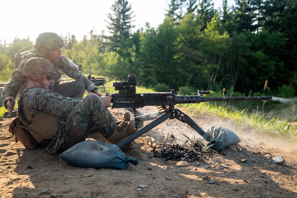 U.S. Coast Guardsmen with PSU 309 and Marines with 4th MAW participate in a joint live-fire machine gun range during Atlantic Alliance 25