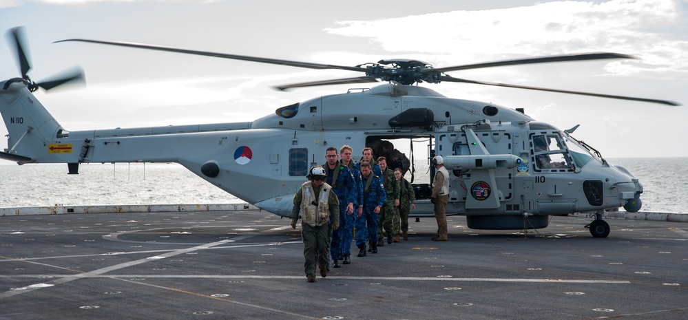 USS New York And Johan De Witt Crews Cross-Deck For Tours During Atlantic Alliance