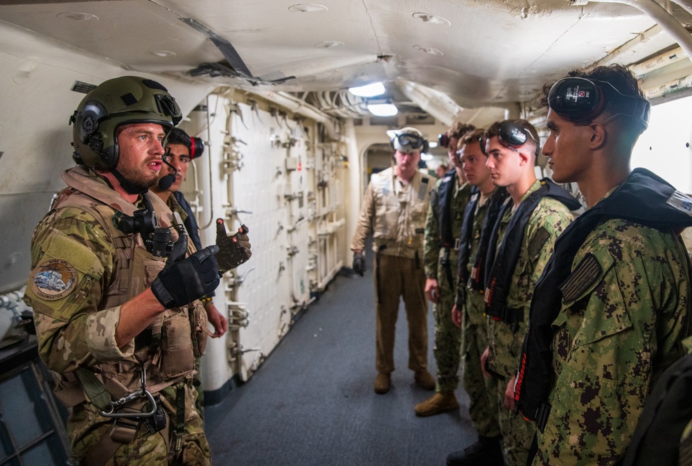 USS New York And Johan De Witt Crews Cross-Deck For Tours During Atlantic Alliance