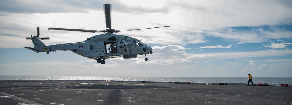 USS New York And Johan De Witt Crews Cross-Deck For Tours During Atlantic Alliance