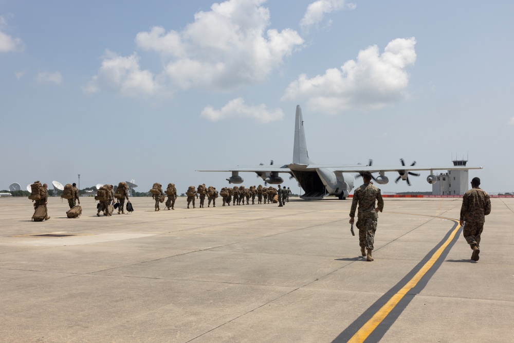 U.S. Marines with MWSS-273 set up a forward arming and refueling point during Atlantic Alliance 2025