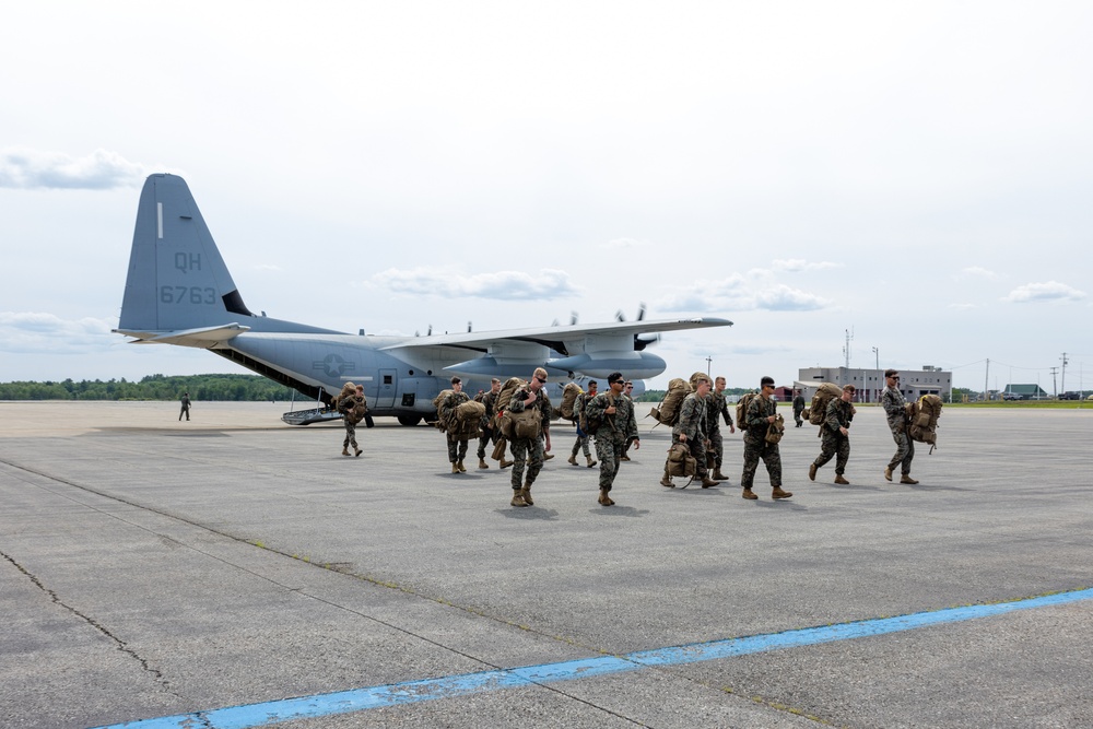 U.S. Marines with MWSS-273 set up a forward arming and refueling point during Atlantic Alliance 2025