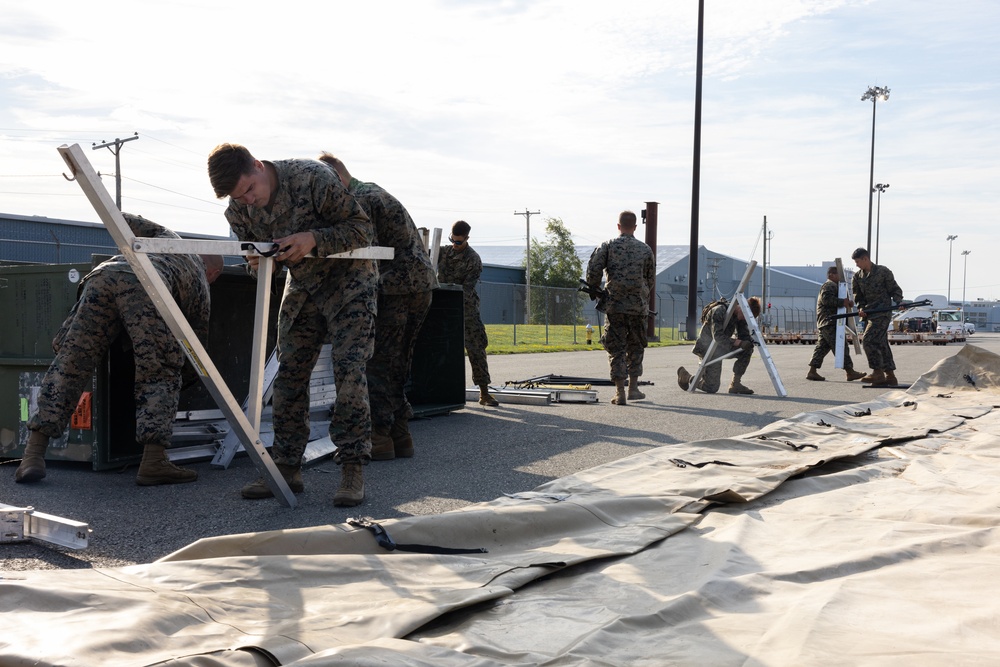 U.S. Marines with MWSS-273 set up a forward arming and refueling point during Atlantic Alliance 2025