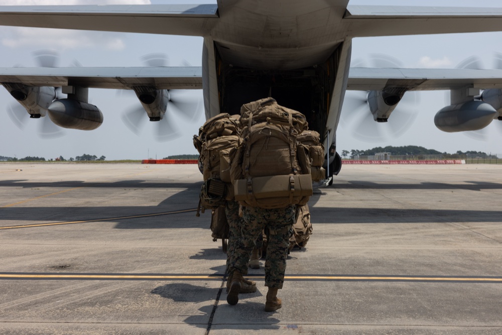 U.S. Marines with MWSS-273 set up a forward arming and refueling point during Atlantic Alliance 2025