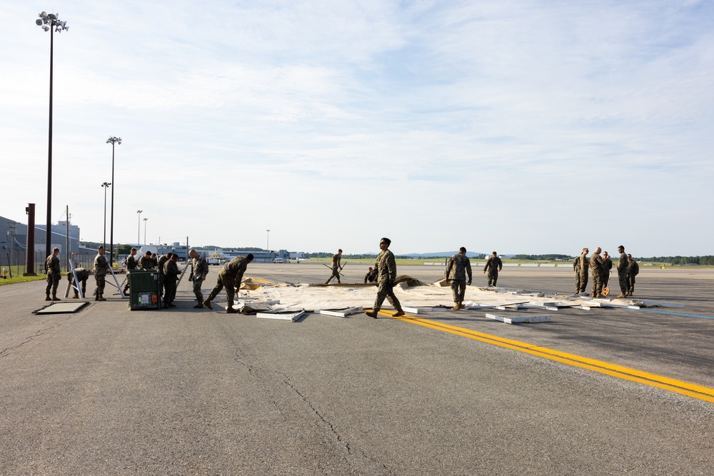 U.S. Marines with MWSS-273 set up a forward arming and refueling point during Atlantic Alliance 2025