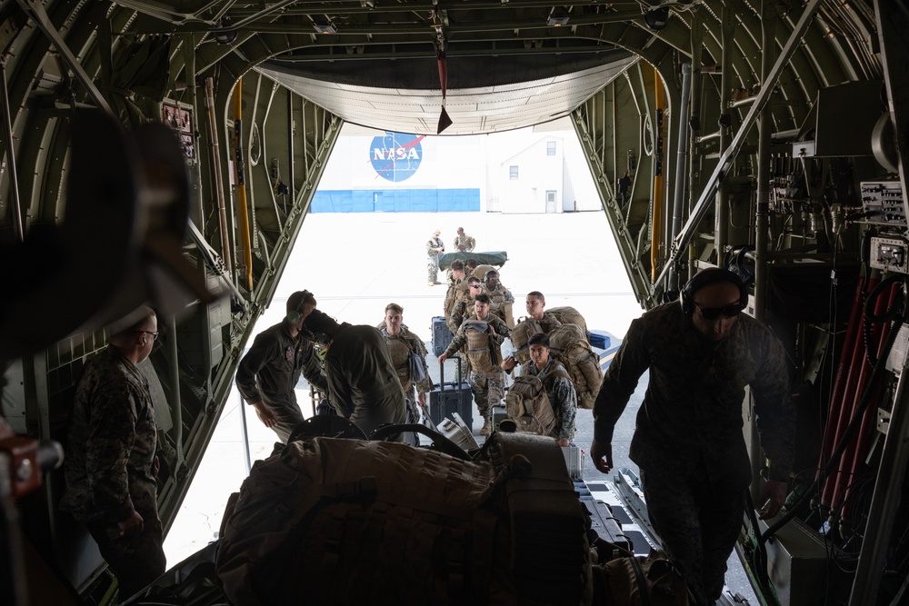 U.S. Marines with MWSS-273 set up a forward arming and refueling point during Atlantic Alliance 2025