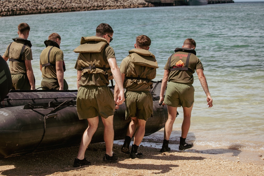 Littoral Engineer Reconnaissance Team and 12th Littoral Logistics Battalion Conduct Combat Rubberized Raid Raft Sustainment Training