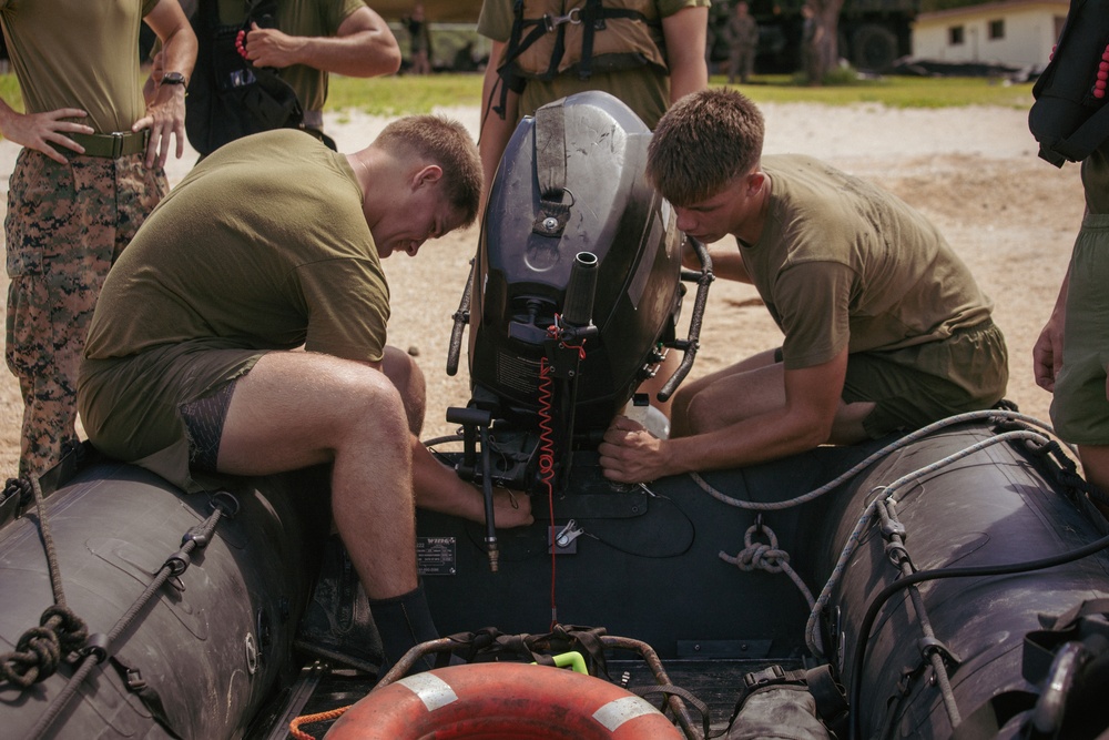 Littoral Engineer Reconnaissance Team and 12th Littoral Logistics Battalion Conduct Combat Rubberized Raid Raft Sustainment Training