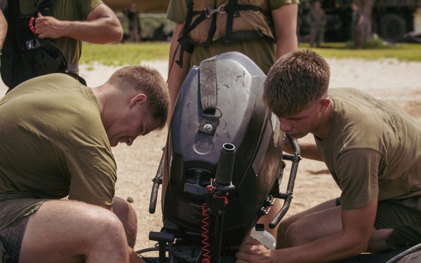 Littoral Engineer Reconnaissance Team and 12th Littoral Logistics Battalion Conduct Combat Rubberized Raid Raft Sustainment Training