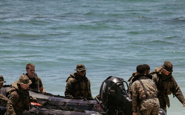 Littoral Engineer Reconnaissance Team and 12th Littoral Logistics Battalion Conduct Combat Rubberized Raid Raft Sustainment Training