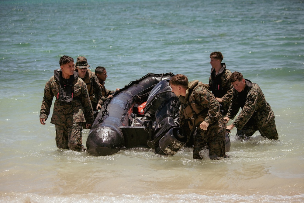 Littoral Engineer Reconnaissance Team and 12th Littoral Logistics Battalion Conduct Combat Rubberized Raid Raft Sustainment Training