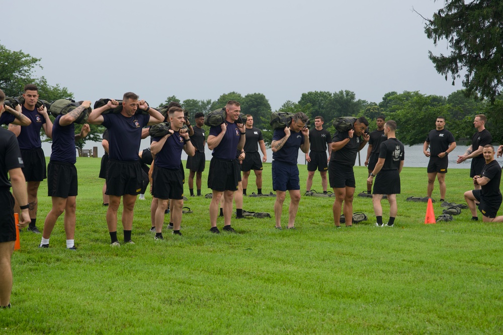 Secretary Hegseth conducts War college interview, PT session