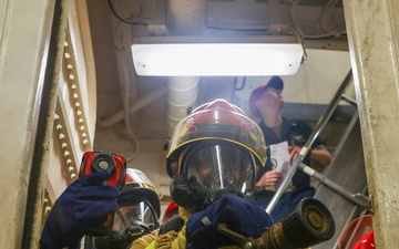 Iwo Jima Sailors Conduct Damage Control Drill